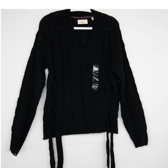 NWOT Weatherproof Vintage V-neck cabled‎ sweater, black, XL - Picture 1 of 10